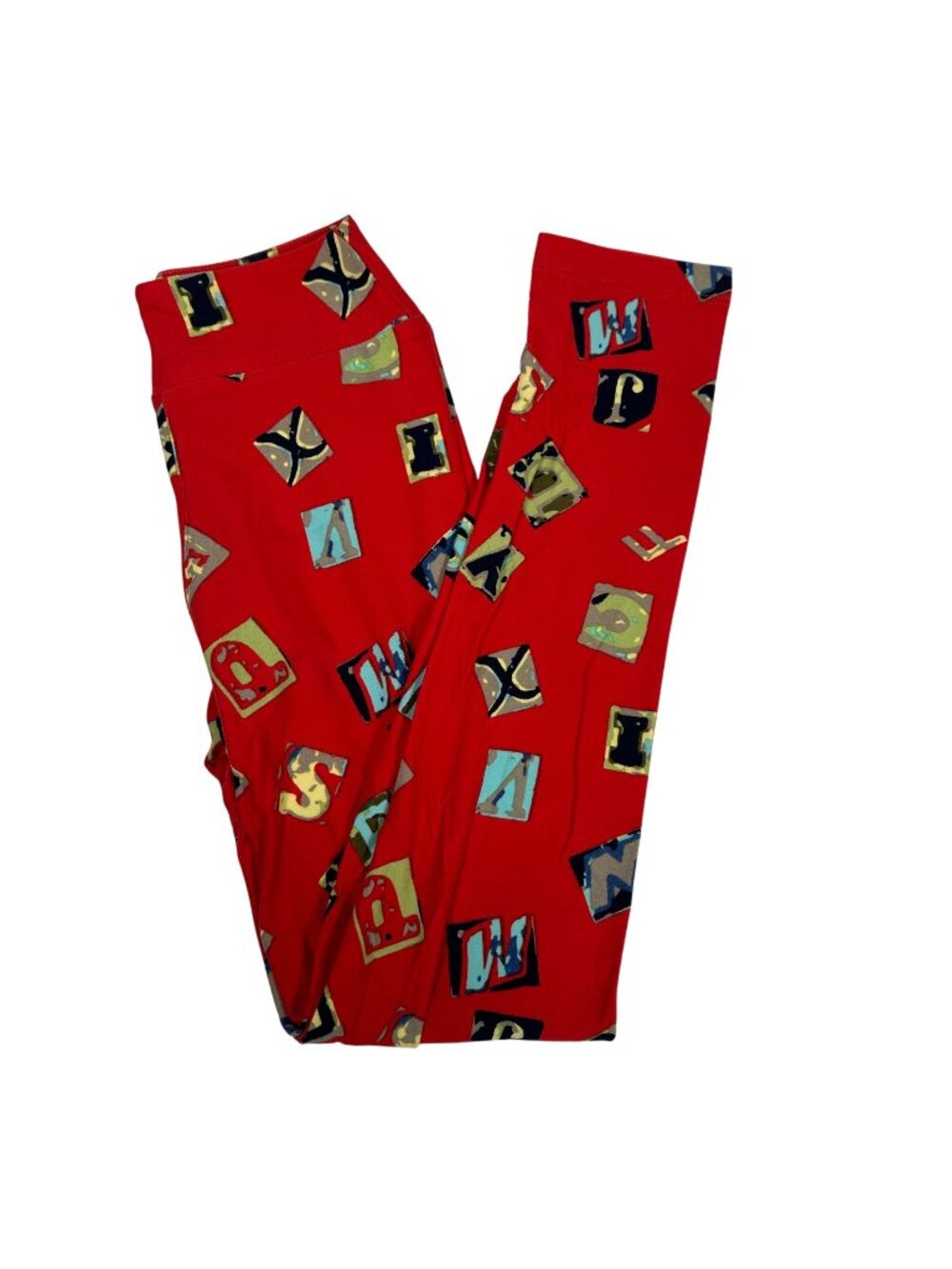 LuLaRoe Teacher Letter Blocks Letterpress Alphabet RED Unicorn Leggings Tween